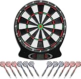 Brovamo Dartscheibe Elektronisch, Elektronische Dartscheibe mit 12 Dartpfeile & 30 Ersatzspitzen, E Dartscheibe mit Stimme & LCD-Display, Dart Scheibe Batteriebetrieb, Elektrische Dartscheibe