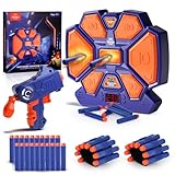 Lehoo Castle Nerf Zielscheibe, Elektronische Zielscheibe für Nerf Pistole, Digitale Zielscheibe mit Licht Sound Effekte, mit 1 Spielzeug Pistole, 20 Schaumstoff Munition, 2 Handgelenkbänder（Blau）