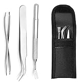 EasyULT Edelstahl Zeckenentferner Set[3 Stück], Zeckenzange Zeckenpinzette Zeckenhaken, Zeckenentfernung fur für Mensch, Hunde, Katzen(mit Aufbewahrungstasche)