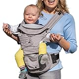 Mamapod Babytrage mit optionaler, exklusiver Teleskop-Stützstange, ergonomische Babytrage mit Hüftsitz