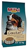 Milkivit Milki Dog Cracker, Hundetrockenfutter, mit Geflügel und Lachs für Erwachsene Hunde, Normale Aktivität 15 kg-Sack