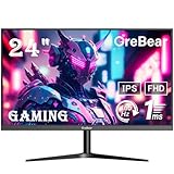 GreBear 165/144Hz Gaming Monitor 24 Zoll - FHD 1080P IPS Bildschirm 1ms(GTG) Home Office Computer Display, FreeSync Technologie, 100% sRGB, HDR, HDMI, DP, Eingebaute Lautsprecher, Neigbar, VESA