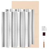 WOPPLXY 2 Stück Baguette Backform, Baguette-Backblech mit Bäckerleinen u. Bäckermesser, Baguetteblech Antihaft für 4 Baguettes, Brot