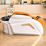 Elektrische Massageliege mit Wasserkreislauf, Rückenheizung und intelligenter Massagefunktion, orange, modernes minimalistisches Kopf-Spa-Gerät