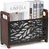 QILICZ Zeitungsständer Zeitschriftenhalter,Magazinständer - Holz Zeitungshalter Bücherregal Zeitschriftensammler, Aufbewahrungskorb Magazinsammle für Büro Zuhause, 33x24x13cm