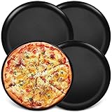 Onader Pizzablech 4er Set, 30cm Rund Pizzaform für Backen & Servieren, Edelstahl Pizza Backblech mit Antihaftbeschichtung, Ungiftig & Gesund, Langlebig & Leicht zu reinigen