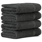Luckytowel Handtücher Set 50x100 cm 100% Baumwolle, Handtuch-Set 4er Pack Anthrazit