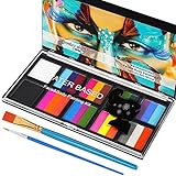 LOPHE Kinderschminke, 10 Farben Gesichtsfarbe Kinderschminke Set Mädchen, Waschbar Face Paint Bodypaint Schminke Kinder, Make Up Theaterschminke für Halloween Fasching Karneval