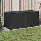 Homgoday Gartentruhe mit Deckel Gartenbox mit Stauraum Kissenbox Auflagenbox Aufbewahrungsbox Auflagentruhe Kissentruhe Terrassenbox Schwarz 283L Poly Rattan