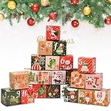 Jinlaili 24 Adventskalender Boxen zum Befüllen, Adventskalender Kisten, Adventskalender Geschenkbox, Weihnachtskalender Boxen, Adventskalender Selber Basteln für Kinder, Weihnachtskalender Bastelset