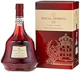 ROYAL OPORTO AGED 20 YEARS TAWNY PORT (1 x 0,75l) in der Kristallflasche mit Geschenkverpackung - Portwein aus dem ältesten und größten Portweinhaus der Welt Real Companhia Velha