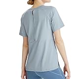 Yoga T-Shirt Atmungsaktive Yoga-Hemden Kurzärmeliges Mesh T-Shirt Yoga Top Sportswear Lose Fitness T-Shirts-Blau-XXXL