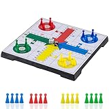 KOKOSUN Ludo Magnetisches Faltbares Brettspiel Set, Klassisches Strategiespiel Set für die ganze Familie (Abgerundete Ecke)