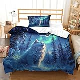 YYVKPMLXC Norwegische Waldkatze Bettwäsche-Sets,Schneescene 3D-Druck Motiv Deckenbezug, 2 Stück Set Mikrofaser Mit Kissenbezug Und Reißverschluss Für Geburtstag Weihnachten Single（135x200cm）