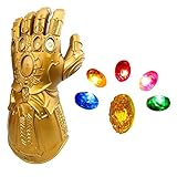 Thanos Handschuh mit LED Leuchten für Kinder Erwachsene Thanos Gauntlet mit Infinity Steine Machthandschuh mit Edelsteine Halloween Cosplay Kostüm Party Requisiten