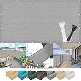 Sonnensegel Wetterfest 1.1 x 6.5 m, Meterware, Sonnenschutz Atmungsaktiv Sichtschutz, Leicht Transparent, Balkon Atmungsaktiv Sichtschutz, mit Kabelbinder, für Balkon, Grau