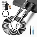 Springseil Speed Rope, 360° Springseil Erwachsene Fitness mit Trainingsposter für Männer & Frauen, Verstellbares 300CM Seilspringen mit Doppellagersystem & Aluminium-Griff für Boxen & MMA