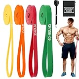 Resistance Bands Set,Fitnessbänder Widerstandsbänder 4er Set Mit Türanker Tragetasche,Gymnastikband für Männer und Frauen, Fitnessband für Yoga Pilates,Krafttraining (Gelb, Orange, Rot, Grün)
