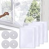 4 Stück Insektenschutz Fenster, SITAKE Aktualisierung Insektengitter 1,5m x 2,0m mit 4 Rollen Selbstklebendem Klettband, Fliegengitter-Netze, (1,5m x 2,0m, Weiß)
