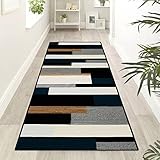 Rutschfeste Fußmatten & Schmutzfangläufer – Langer Flurteppich mit Gummiunterseite für Küche, Wohnzimmer, Schlafzimmer & Korridor – schmales abstraktes Design