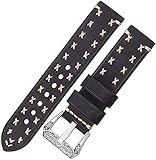 Ledergurt ， 22 mm 24 mm handgefertigtes Gurt mit Retro Edelstahlschnalle -Schnallen und Frauenriemen, Gurten, Riemenzubehör lässt (Farbe: Schwarz, Größe: 22 mm)