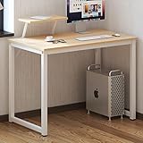 SogesHome Computertisch 100 cm Schreibtisch Arbeitstisch mit Speicherplatine Bürotisch für PC und Laptop aus Holz und Metall