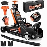 Hydraulischer Wagenheber 2,5T 85-365 mm + 3X Gummiauflage + Koffer + Montagehandschuhe Autoheber Rangierwagenheber Reifenwechsel PKW Geländewagen Wohnmobil