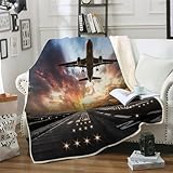 Schafwolldecke 150x200 cm 3D Skywind Flugzeuge Muster extra weiche Wohndecke Flauschige Decke WolleGemütliche Warme Tagesdecke Sofaüberwurf für Geeignet Wohnzimmer Schlafzimmer