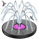 SZMP Solar Springbrunnen 3.5W, 2025 Glas Solar Teichpumpe mit 7 Düsen & 4 Fixe Rohre Solar Wasserpumpe Solar Schwimmender Fontäne Pumpe für Garten, Teich, Vogel-Bad (Schwarz)