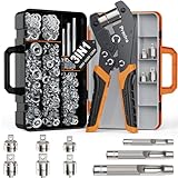 Preciva Ösenzange Austauschbar Zangekopf Ösenpresse mit Aufbewahrungsbox und 300 Ösen (Je 100 Ösen in Ø6mm, Ø10mm und Ø12mm) für PVC-Banner, Planen, Karton