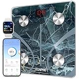 RENPHO Körperfettwaage Digital Personenwaagen Bluetooth Waage mit App Smart Waage für Körperfett, BMI, Muskelmasse, Protein, BMR, Marmor, Elis 1