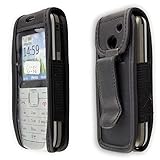 caseroxx Ledertasche mit Gürtelclip für Nokia C1-01 in schwarz – robuste Handy-Tasche mit Sichtfenster & Gürtelclip aus Echtleder, ideal für Beruf, Freizeit, Outdoor & sicheren Transport