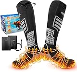 TOFFCAEA Beheizbare Socken, 2025 Neueste Wiederaufladbare Beheizte Socken, 5000mAh extra große Batterie bis zu 65°C große Heizfläche, für Skifahren, Outdoor, Camping, Wandern und Motorrad