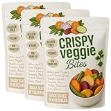 MIJOMA Knusprige Gemüsechips 3x90g – Veganer Gemüsesnack mit Meersalz – Glutenfrei, Halal, Kosher – Ohne Transfette – Wiederverschließbar – Bunt, knusprig, natürlich