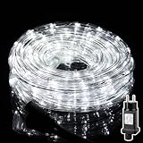 custmkey 10M LED Lichtschlauch Außen mit 8 Modi, 240 LED Lichterschlauch Aussen 24V Sicherheitsnetzteil IP44 Wasserfest Dekoration LED Schlauch für Fest Hochzeit Halle Balkon Garten-Kaltweiß