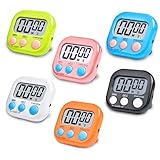 Küchentimer Magnetisch, WDKXCN 6 Stück Stoppuhr Digital, 6 Farben Timer Magnetisch, Digitaler Timer mit Klappbarem StäNder und Display für Kochen Dusche Badezimmer Lehrer Fitnessstudio Klassenzimmer