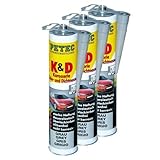 3x PETEC K&D Karosserie Klebe- und Dichtmasse Klebemasse Dichtmasse Karosseriekleber Klebstoff Kleber Kartusche 310ml grau