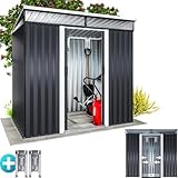 GARDEBRUK® L Metall Gerätehaus 2m² mit Fundament 200x125x180cm 2 Fenster Anthrazit Geräteschuppen Gartenhaus 4m³