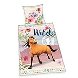 Herding Bettwäsche-Set, Spirit, Kopfkissenbezug 80 x 80 cm mit Knöpfen und Wende-Motiv, Bettbezug 135 x 200 cm, Mit Knopfverschluss, 100% Baumwolle/Linon