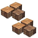 Yaheetech Holzfliesen Akazie 30x30 cm, 54er Set-ca. 5,2 m² Leicht Verlegbar Terrassenfliesen Balkonfliesen Klicksystem, Wetterfest Bodenfliesen Gartenfliesen für Terrasse, Balkon & Garten, Holzfarbe