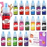 Tigvio Lebensmittelfarbe 18 Farben x 6ml, Lebensmittelfarbe Flüssig zum Kuchen Backen Kekse Macaron Getränken, Hochkonzentrierte Lebensmittelfarben für Ostereier DIY Slime, Kunsthandwerk Einfärben