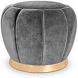 Fußhocker mit Stauraum, modernes minimalistisches Stoffdesign für Ankleidezimmer oder Schuhwechsel, stilvoller, runder Polsterhocker, 40 cm