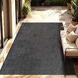 Paco Home Outdoor Teppich Flachgewebe Sisaloptik Modern Einfarbig meliert wetterfest & pflegeleicht Küchenteppich Ideal für Terrasse Balkon Garten, Grösse:160x220 cm, Farbe:Anthrazit