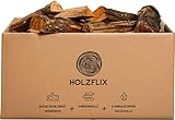 Holzflix original Brennholz Box Buche 15kg/36l Set ofenfertiges Brennholz, Kaminholz (kammergetrocknet) & Anfeuerholz & Holzwolle - Scheitlänge: 25 cm