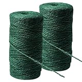 200M Kordelband Garten, 2mm Paketschnur Bastelschnur Grüne Natur Schnur Natürliche Fäden für Gartenarbeit Floristik DIY Bündeln Dekoration(100M/Rollen)