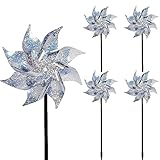 ERBO 5 Stück Windrad Vogelabwehr Taubenabwehr, Windrad Garten, Reflektierende Windräder, Taubenabwehr für Protect Balkon, Garten, Hof, Obstgarten (Silber)