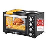 TZS First Austria Mini-Backofen mit Kochplatten | 30L Kapazität | 3200W, Umluft, max 230°C | geeignet für Camping, Wohnheim & Kleinküchen