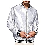 Jacken Herren Mit Fellkapuze Jacke Lässig Trendy Bequem Locker Charakteristisch Außenhandel Business Sportjacke Blauer Herren Schwarz (Silver, L)