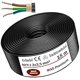 MAS Premium 5-170m NYY-J 3x1,5, 2,5, 4, 6, 10 oder 16 Erdkabel Starkstromkabel Elektrokabel Ring zur Verlegung im Freien, Erdreich (NYY-J 3x2,5 mm², 15 m)