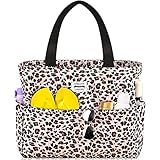 HOMESPON Große Strandtasche Damen mit Reißverschluss Wasserdicht Badetasche XXL Familie Beach Tote Bag, Leopard